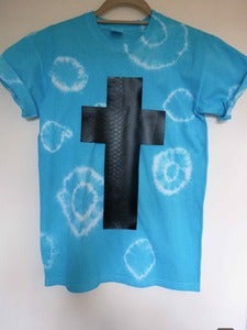 Image of Tie Dye Faux Snakeskin Cross Tshirt