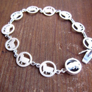 Image of Sheep & Sheepdog Bracelet - Handmade Silver Bracelet
