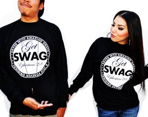 Image of 044-EMBLEM-GETSWAG-BLACK-CREW-SWEATSHIRT