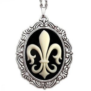 Image of Fleur De Lis Cameo Rococo Necklace