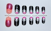 Image of Tuxedo black and white fake nail art set