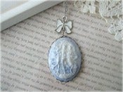 Image of Silver Necklace with White Bow & Blue and White Ladies Dancing Cameo 