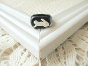 Image of Black Resin Ring with Mother Of Pearl Rabbit 