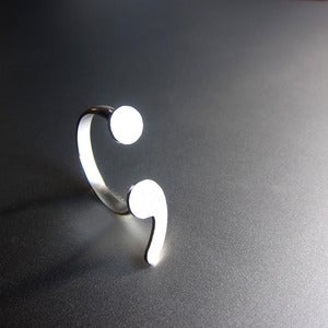 Image of Semicolon Silver Ring - Handmade Punctuation Silver Ring