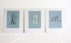 Image of city landmarks diagram prints - set of 3