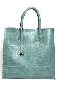 Image of 'Scallop + Baby Blue' Satchel / Shoulder Bag (Leather Lining)