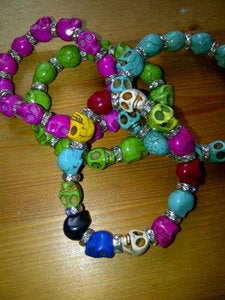 Image of Muti Coloured and Green bling skulls 
