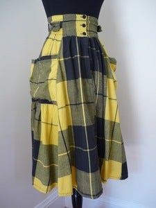 Image of yellow & black plaid cotton skirt