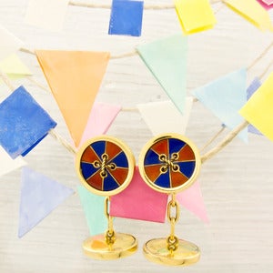 Image of Gold Enamel Gucci Cufflinks
