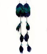 Image of Multi-colored Blue Feather Earrings