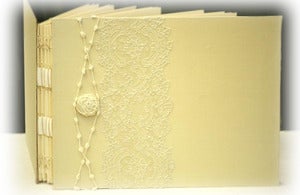 Image of Lace Wedding Photo Guest Book, Photo Booth Album, Alencon