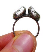 Image of Kissing Guinea Pigs .925 fine Silver Ring