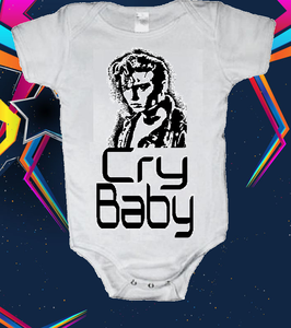 Image of CRY BABY 80's JOHNNY DEPP BABY ONESIE ONE PIECE BODYSUIT