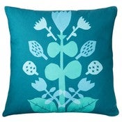 Image of Folk Flower cushion green/blue