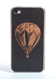 Image of iPhone wood cover "Balloon" black cherry