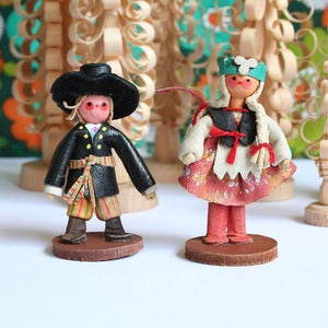 Image of Vintage Wooden Girl & Boy