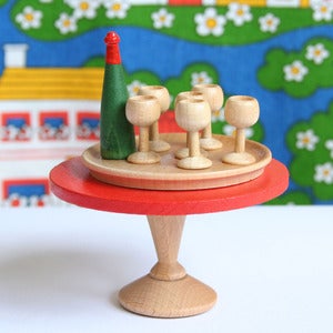 Image of Miniature Vintage Wooden Wine Set