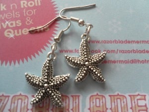 Image of Stunning Silver Coloured Starfish Earrings Sealife Nautical Seaside