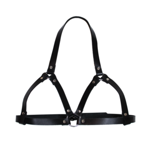 Image of Danica. Crossed Front Leather Harness