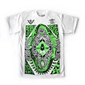 Image of Without Meaning Alliance tee, neon green print - white.