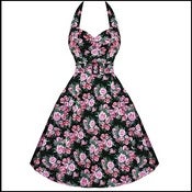 Image of ROCKABILLY 50s STYLE PINK FLORAL DRESS