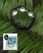 Image of Macrame - three XL pearls on black cord bracelet - b inspired by Barb McSweeney