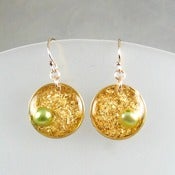 Image of Gold Leaves Earrings with Fresh Water Pearls