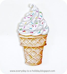 Image of JUMBO Vintage inspired Vanilla Ice Cream cone wood diecut