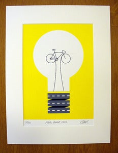 Image of Pedal Power screen print by Rebecca J Kaye