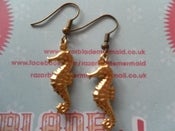 Image of Goldtone Seahorse Earrings Nautical Sea Life Sea Creature Marine Seaside Coast 