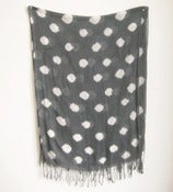 Image of Grey Polka Dotted Cotton Voile Shawl/Scarf