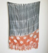 Image of Grey and Salmon Cotton Voile Shawl