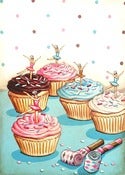 Image of vintage bakery inspired ballerina birthday party cupcakes print medium