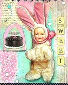 Image of "sweet" mixed media bunny baby print