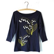 Image of Lily of the Valley Navy 3/4 Sleeve Top