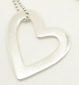 Image of Sterling Silver Large Heart Pendant Necklace