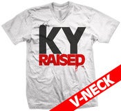 Image of KY Raised V-Neck in White/Red/Black