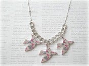 Image of Silver Triple Floral Bird Necklace 