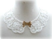 Image of White Lace Collar with Vintage Brass Bow Necklace 