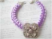 Image of Purple Lavender Woven Diamonte Bracelet 