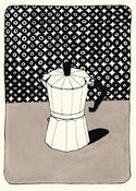 Image of Coffee Pot with Wallpaper