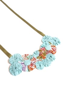 Image of Teal Batik Rosette Necklace