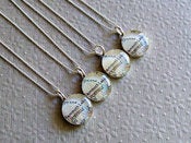 Image of Bridesmaid Necklaces 4 Hand Engraved Sterling Silver Vintage Map Petite Pendant 