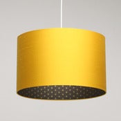Image of Yellow silk lampshade // gold geometric print