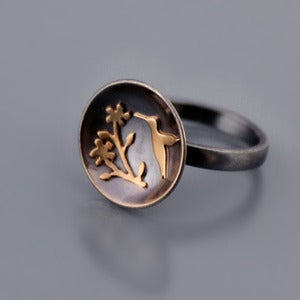 Image of Hummingbird Ring - 14k Gold and Sterling Silver