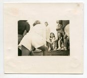 Image of WOMAN IN SHORTS FROM BEHIND VINTAGE SNAPSHOT PHOTO