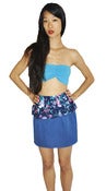 Image of Reconstructed Blue & Floral Peplum Skirt