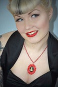 Image of Anchor Cameo Necklace on Red Chain Rockabilly Nautical Retro Kitsch