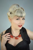 Image of Red Swallow Black Dice and Glass Bead Rockabilly Kitsch Retro Bird Necklace