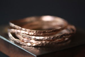 Image of Hammered 14kt Rose Gold Stacking Bangle
